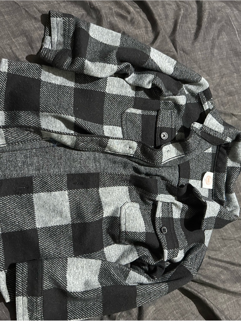 wonder nation Black and Gray Buffalo Plaid Button-Down Shirt